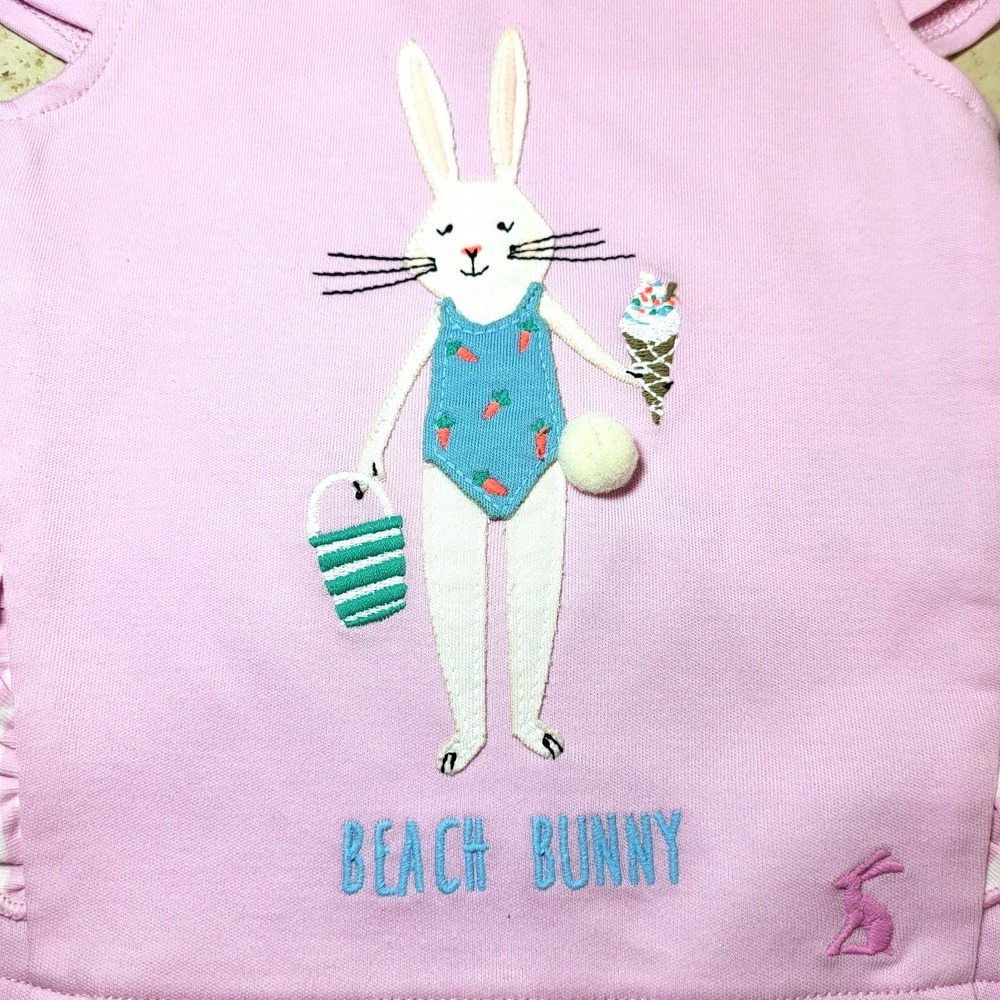 Joules Paula Beach Bunny Pink Shirt Solid & Striped Pant 3 piece month to 10 # - Picture 9 of 16